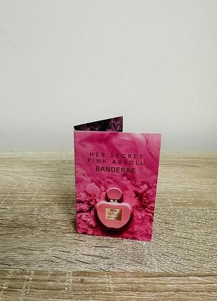 Banderas her secret pink absolu eau de parfum - ванільно-квітковий аромат з акордом півонії та гурманськими відтінками, 1,5 мл;