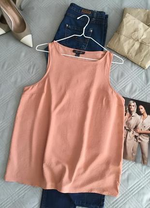 Стильная однотонная блуза свободного кроя в персиковом цвете в размере 14