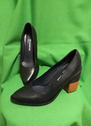 Шкіряні туфлі з товстими контрастними підборами jil sander