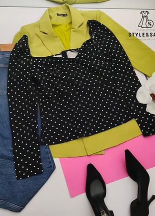 Брендовая фирменная черная блузка в горошек shein xxl