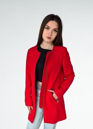 Стильне жіноче червоне пальто тренч zara на блискавці розмір м