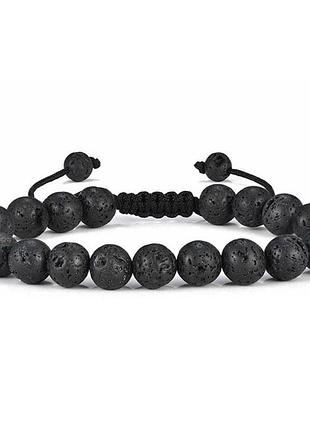 Браслет чоловічий чорний вулканічний камінь новий