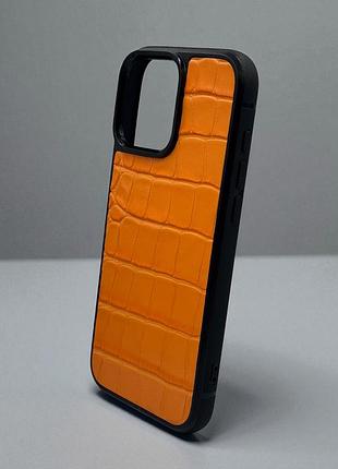Чохол для iphone з натуральної італійської шкіри (оранжевий)