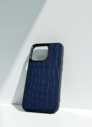 Чохол для iphone з натуральної італійської шкіри (синій)