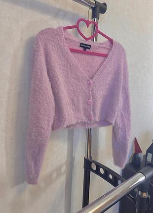 Розовая кофта свитер на пуговицах кардиган