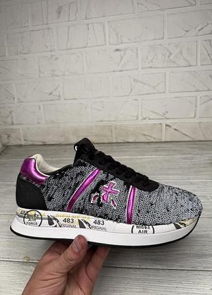 Модные яркие кроссовки в стразах premiata