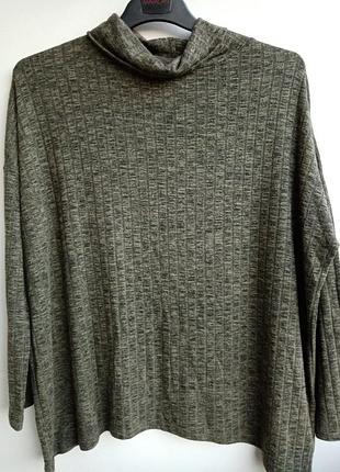 Джемпер гольф цвет хаки рябенький вискоза + большой размер
