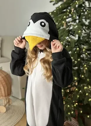 Кігурумі пінгвін дитячий комбінезон з флісу (зріст 80-86 см)