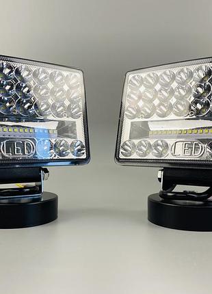 Фара led прямоугольная 144w 6000k (48 диодов) (15см х 11см  х 3см) (ближний + дальний) облегченный корпус!