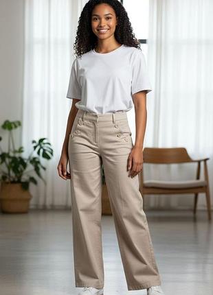 Широкие брюки-джинсы бежевые maine new england