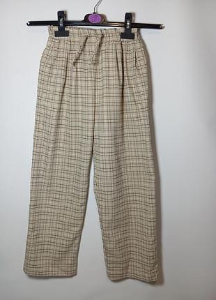 Теплые брюки, штаны в клетку zara, для девочки