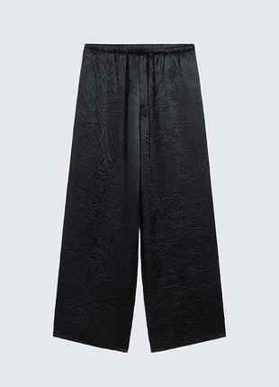 Черные штаны жатка лёгкие летние штаны кюлоты палаццо брюки