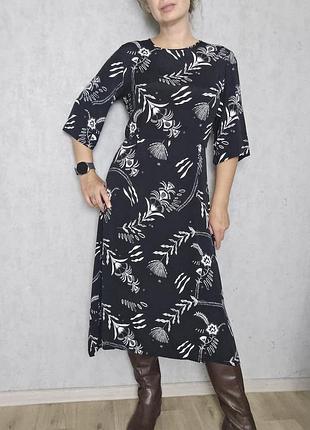 Платье carin wester миди с открытой спинкой, черная с белым принтом, 100% вискоза, р.40 (m)