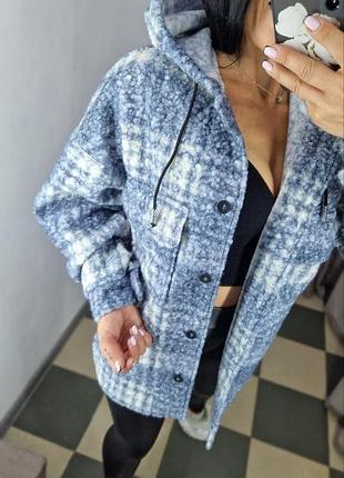 Теплая женская рубашка оверсайз букле тедди оверсайз