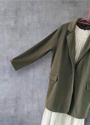 Трикотажний довгий піджак оливкового кольору 👍👍👍