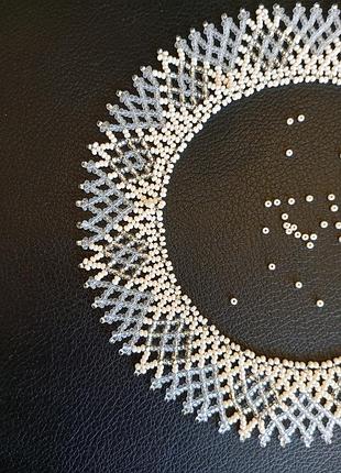 Молочно белая силянка из бисера, ожерелье, колье из бисера, гердан, свадебное украшение