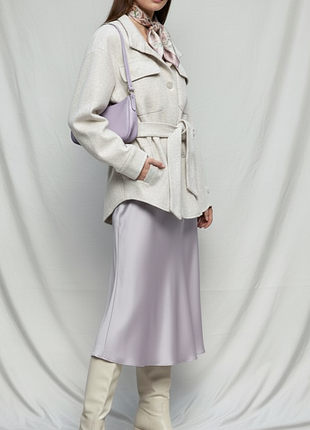 Бежевое пальто-рубашка с поясом reserved, размер xs