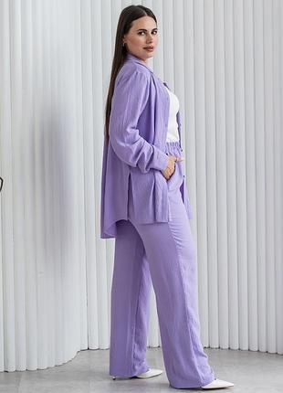 Костюм l-xxl (рубашка/блуза и штани) американська креп жатка, оверсайз