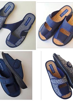 Тапочки женские на полную ножку с липучкой и резинкой,р.36-40