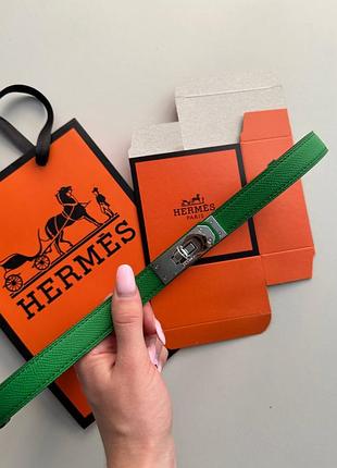 Женский ремень 2см кожа китай из кожи зеленый серебро, ремень китай в брюки, ремень салатовый в стиле hermes kelly гермесс хермес