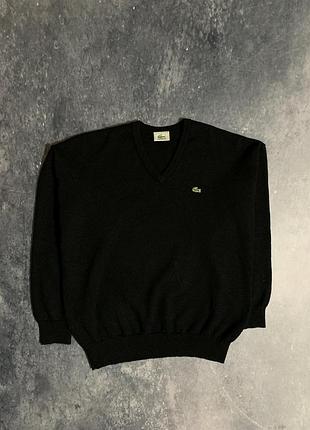Светр кофта чоловіча чорна шерсятна lacoste преміальна l/xl