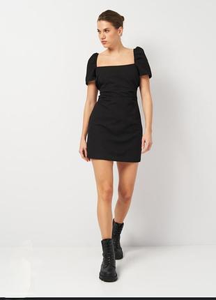 Черное классическое короткое платье zara