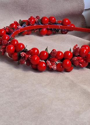 Обруч ободок з червоних ягід, обруч калина