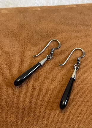 Срібні сережки вінтаж онікс