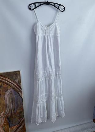 Сукня сарафан максі міді довга біла розмір с жіноча бохо стиль