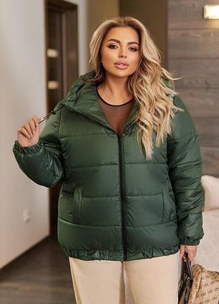Жіноча повсякденна класична тепла осіння весняна куртка з капюшоном тканина плащівка лаке синтепон 100