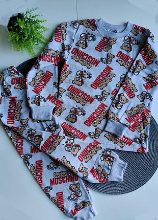 Дитяча піжама для дівчинки на байці moschino ведмедики (туреччина)