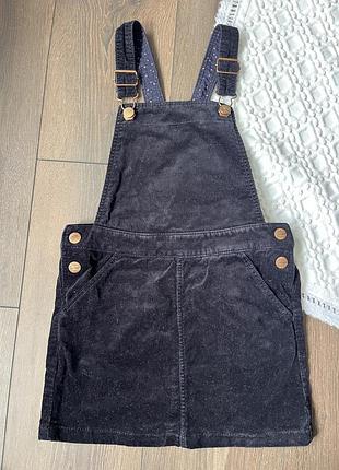 Вельветовий темно синій чорний сарафан шкільний в школу для дівчинки базовий 7 8 років 128 см