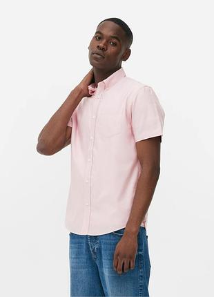 Мужская свет розовая рубашка с карманом с коротким рукавом от бренда primark