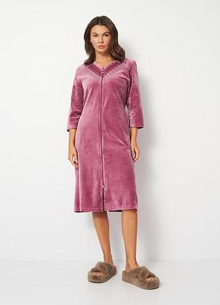 Велюровый халат домашний со стразами 3533