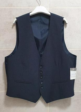 C&amp;a жилет - l/xl • 52/54 - укороченный синий - 2104030 - мужская классическая жилетка костюмная же54 ж52 👉 подойдет на обхват груди ~ 103-110 см