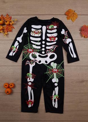 Дитячий костюм скелет 1,5-2 роки f&f комбінезон хеллоуін хелоуін хелловін хеловін хелоувін хеллоувін для хлопчика