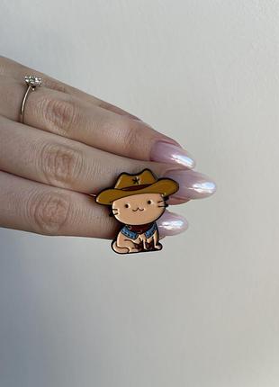 Пін значок металевий брошка ковбой кіт