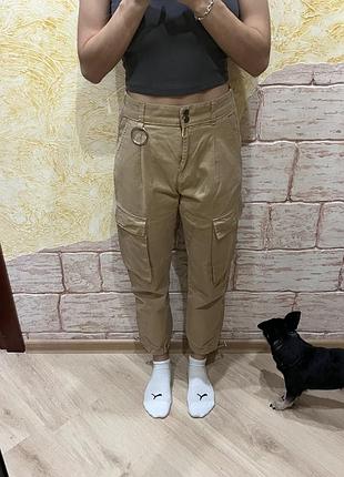 Жіночі карго штани, на високій талії, bershka eur 34 usa 02 mex 24