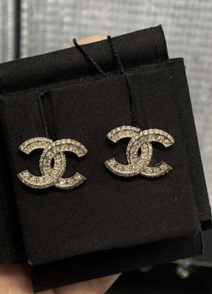 Преміальні сережки chanel з камінням цирконій