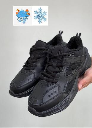 Зимние кроссовки мужские nike jordans m2k черные кожаные на меху, размер 40-45, новые, кожа мех, демисезонные осень зима весна, утепленные, ma3300