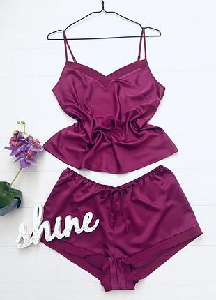 Піжамка сатинова майка і шорти