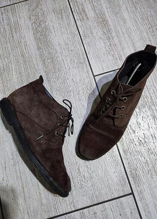 Туфли замша ботинки кожаные коричневые кожа замшевые