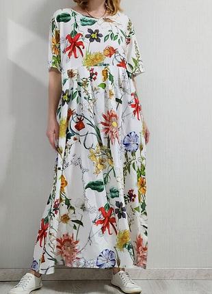 Длинное платье свободного кроя с карманами