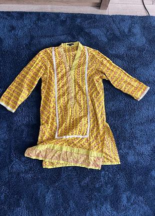 Тонка бавовняна етнотуніка з розрізами с-м