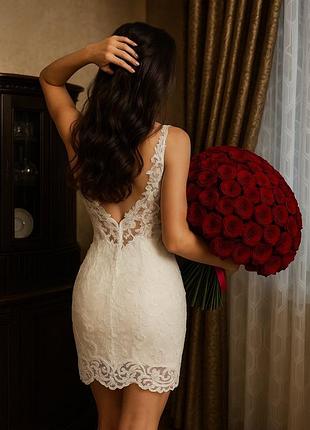 Шикарное вечернее платье коктейльное ручное робота с бисером с кружевом