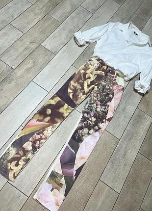 Джинси принт ,скінні квітковий принт (032)