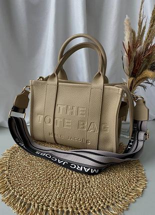 Жіноча бежева велика сумка шопер marc jacobs tote bag 13008