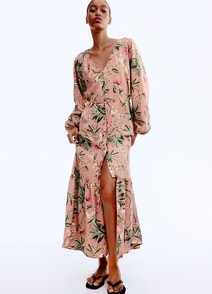 Довга квіткова сукня h&m