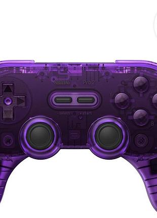 8bitdo pro 2 bluetooth геймпад для switch/пк/apple/android/raspberry pi (полупрозрачный фиолетовый + джойстики с эффектом холла)