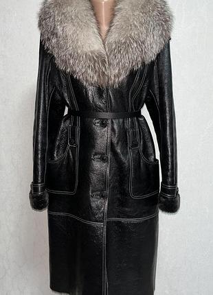 Розкішна натуральна дублянка з капюшоном l-хl 46-48р